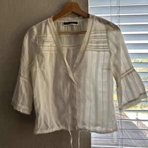 Abercrombie & Fitch Cream Blouse with Lace Detail